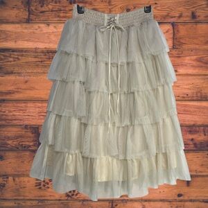 Nelle Fantasia Fairycore Tiered Whimsy Mesh Fairy Skirt Medium